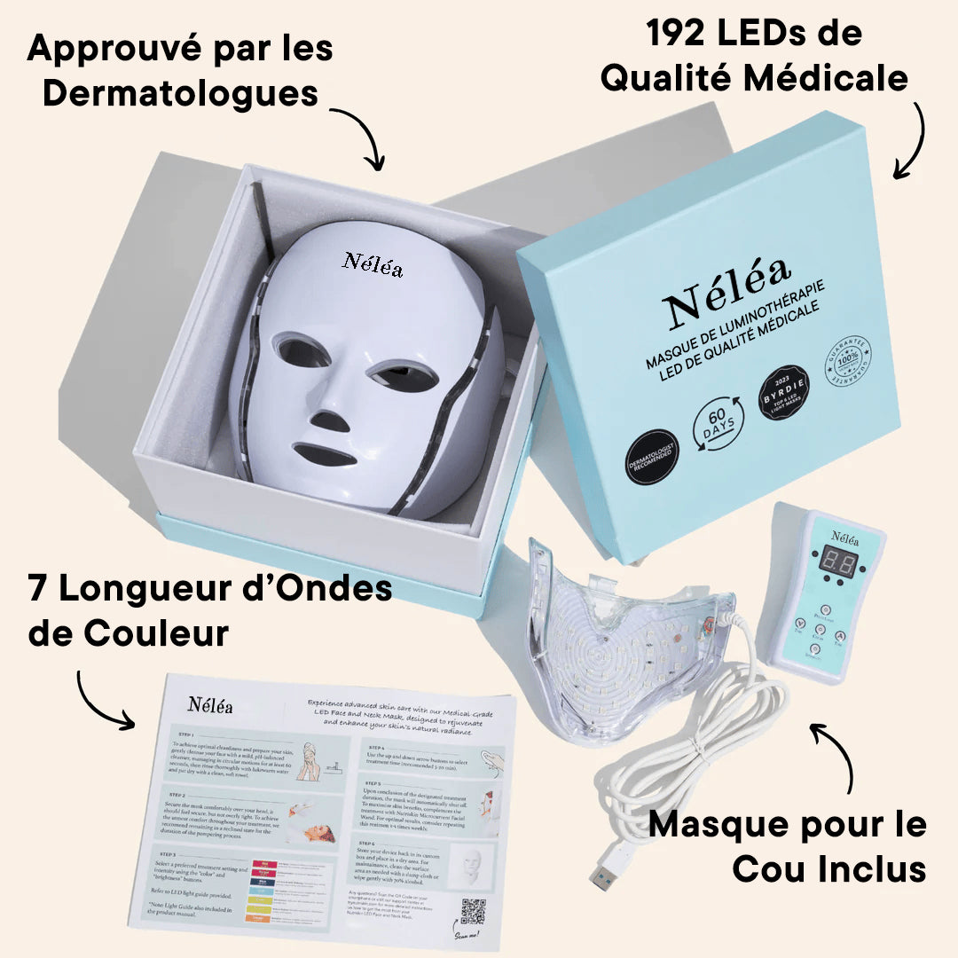 Masque de Luminothérapie Anti-Rides pour le Visage et le Cou